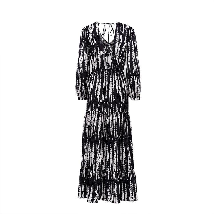PRINTED BACKLESS DRESS - PRIBO