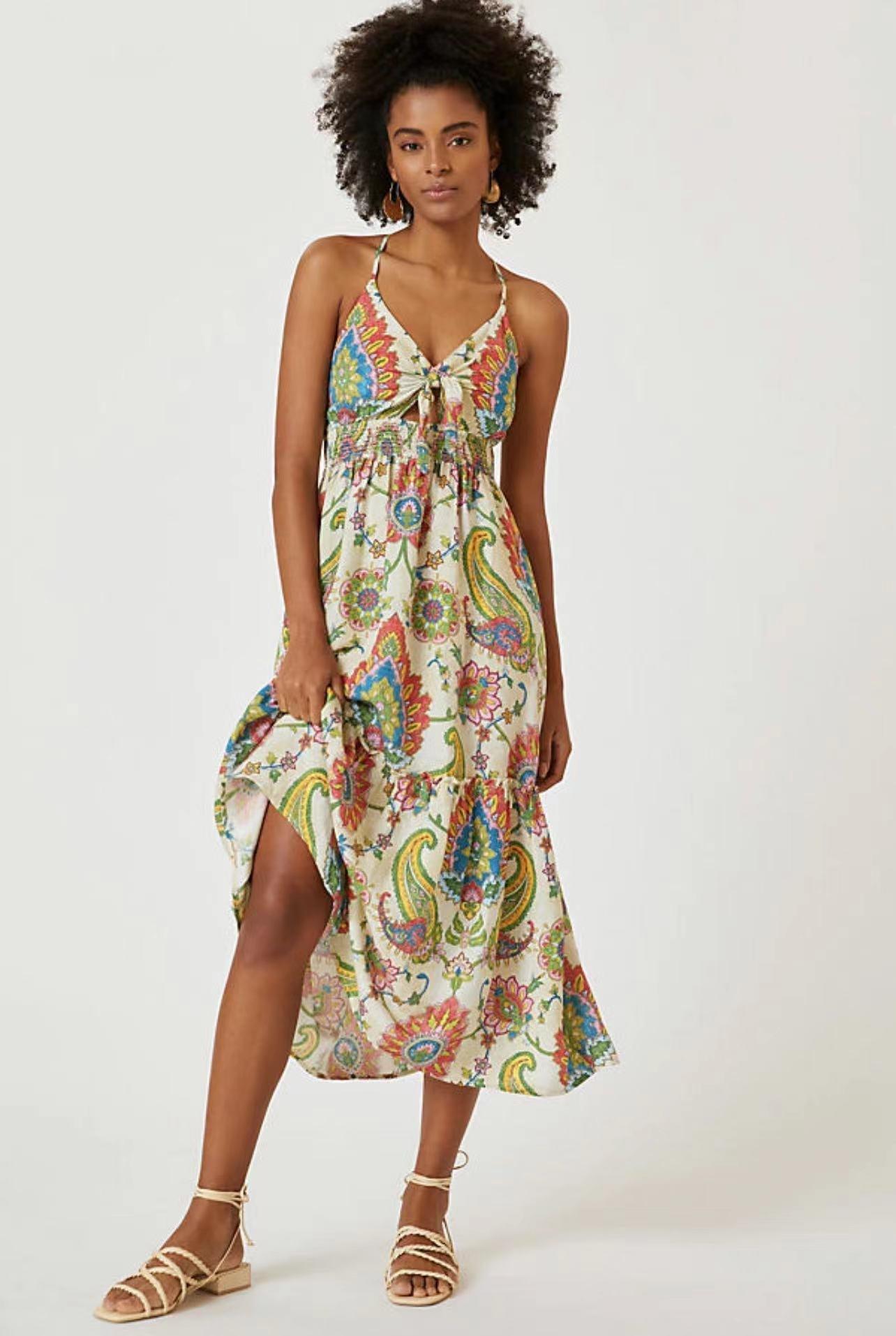 PRINTED TIE DRESS - PRIBO