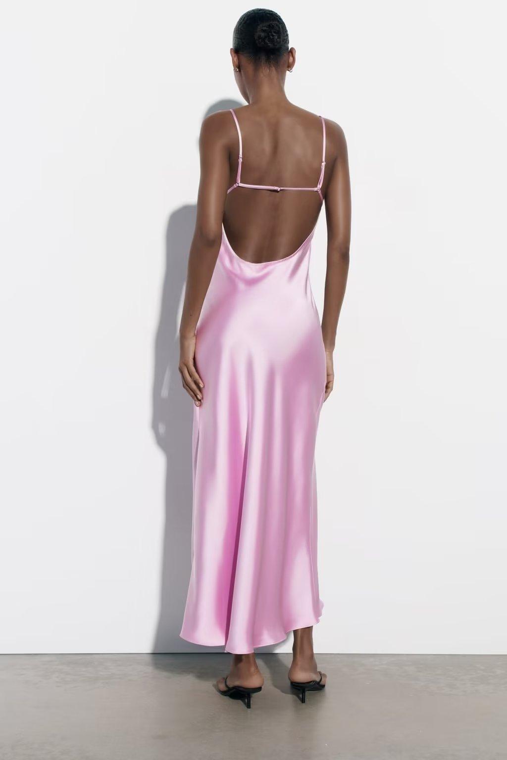 SATIN MAXI DRESS - PRIBO