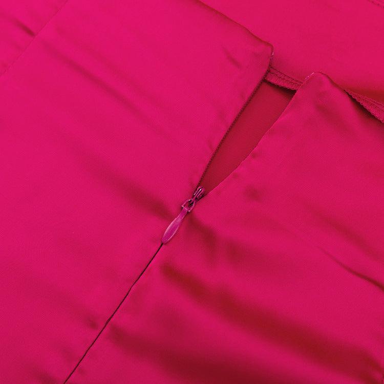 SATIN PINK BACKLESS DRESS - PRIBO