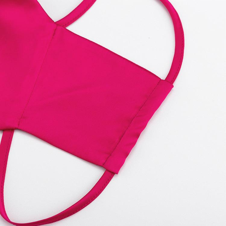 SATIN PINK BACKLESS DRESS - PRIBO