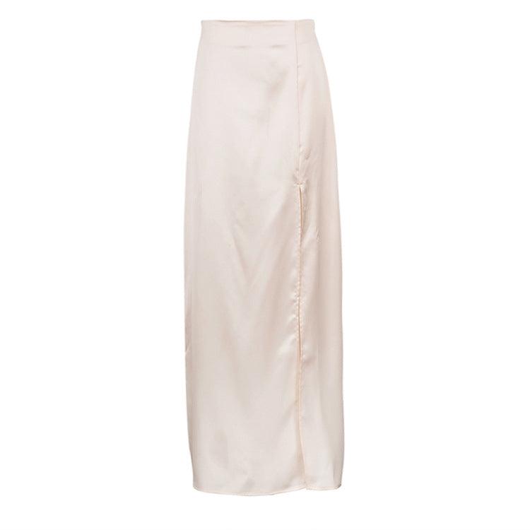 SATIN SPLIT SKIRT - PRIBO