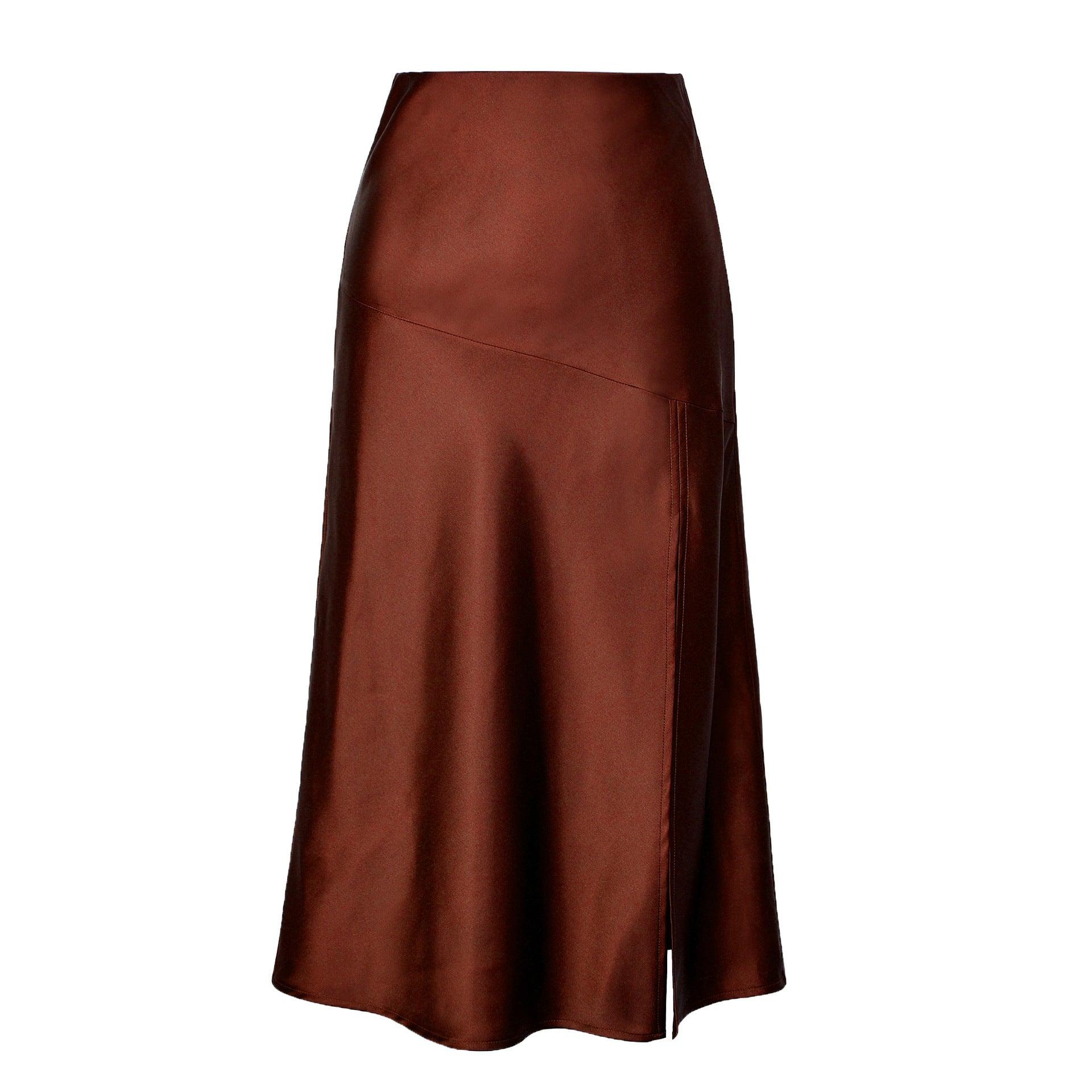 SATIN SPLIT SKIRT - PRIBO