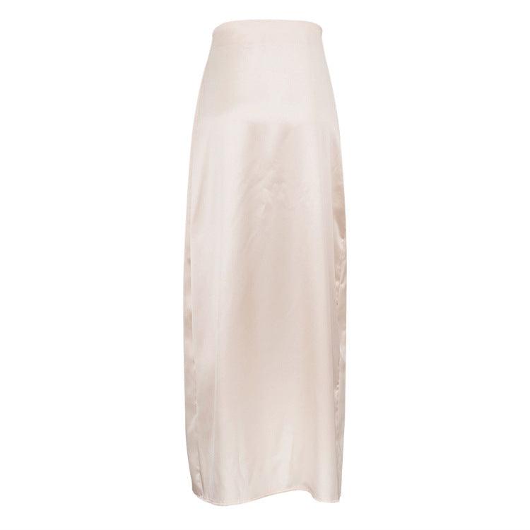 SATIN SPLIT SKIRT - PRIBO