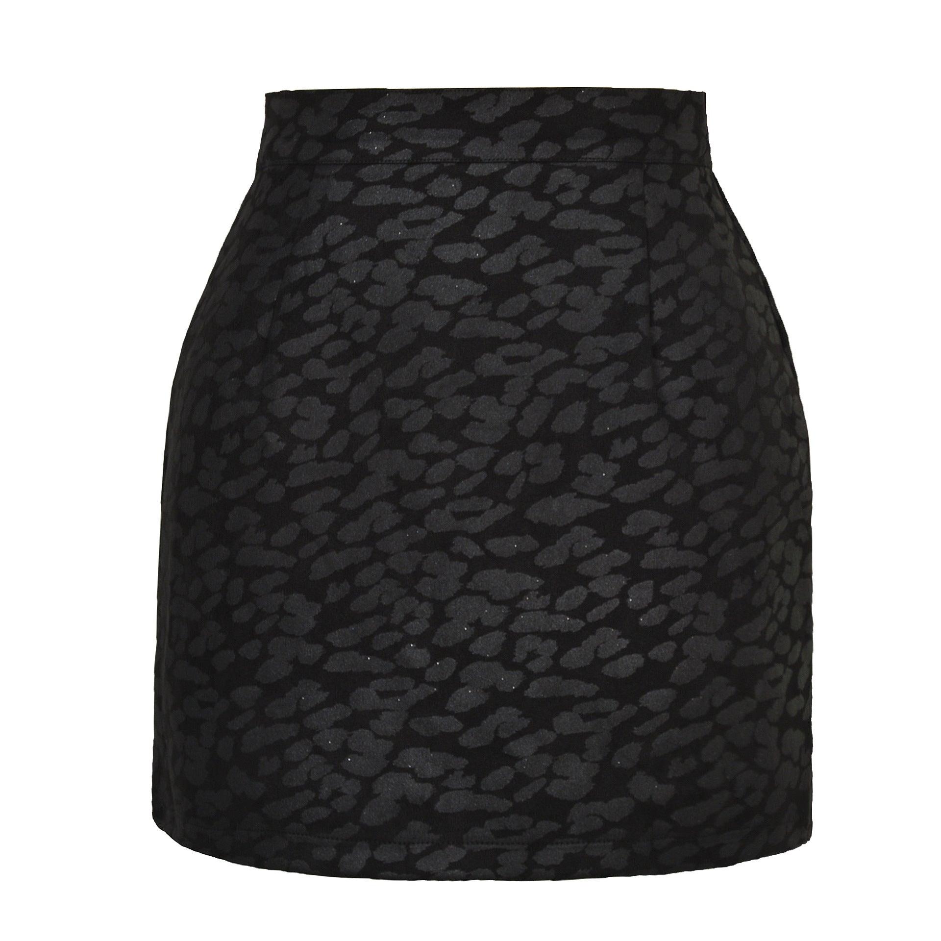 SEQUINED ANIMAL PRINT SKIRT - PRIBO