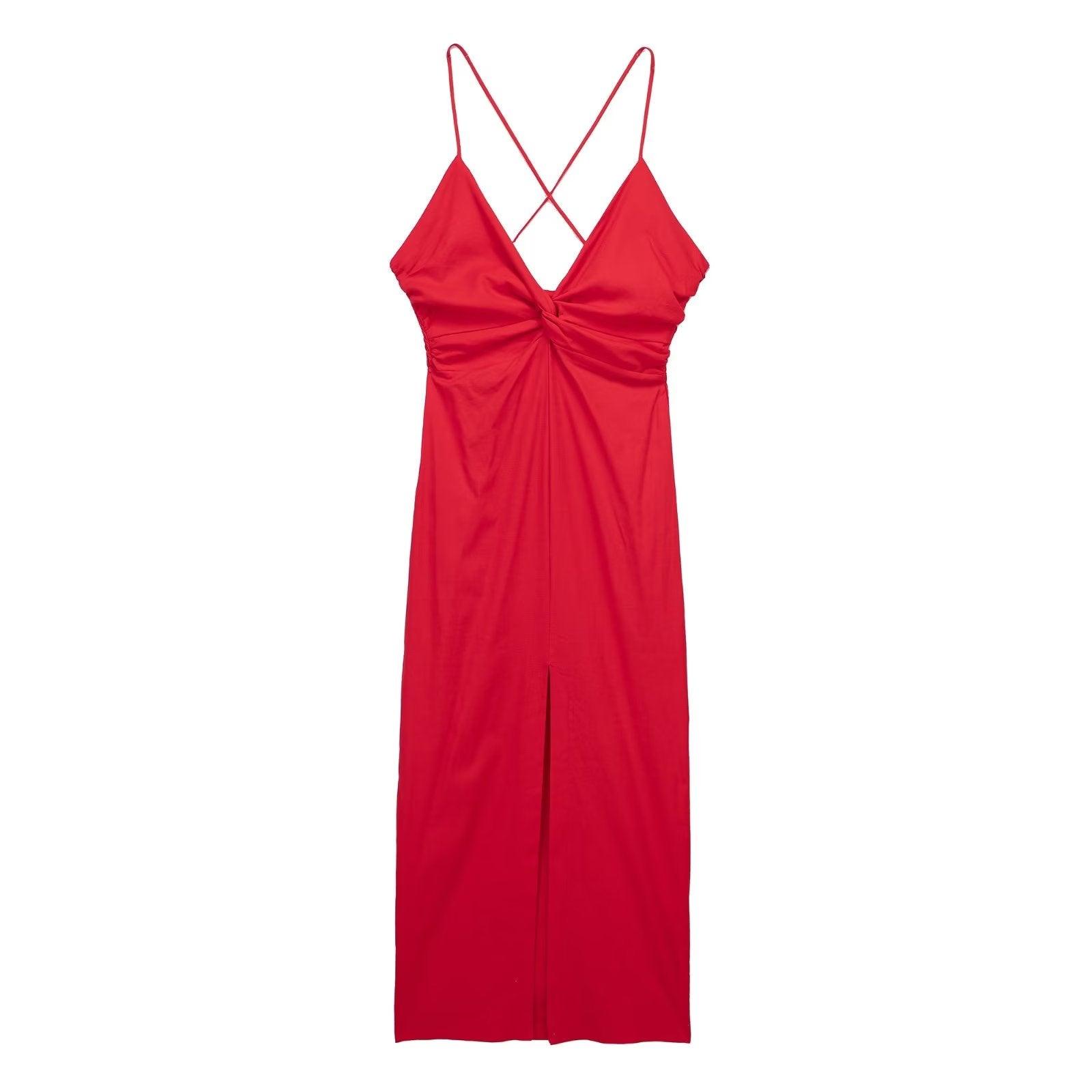 SILK RED DRESS - PRIBO