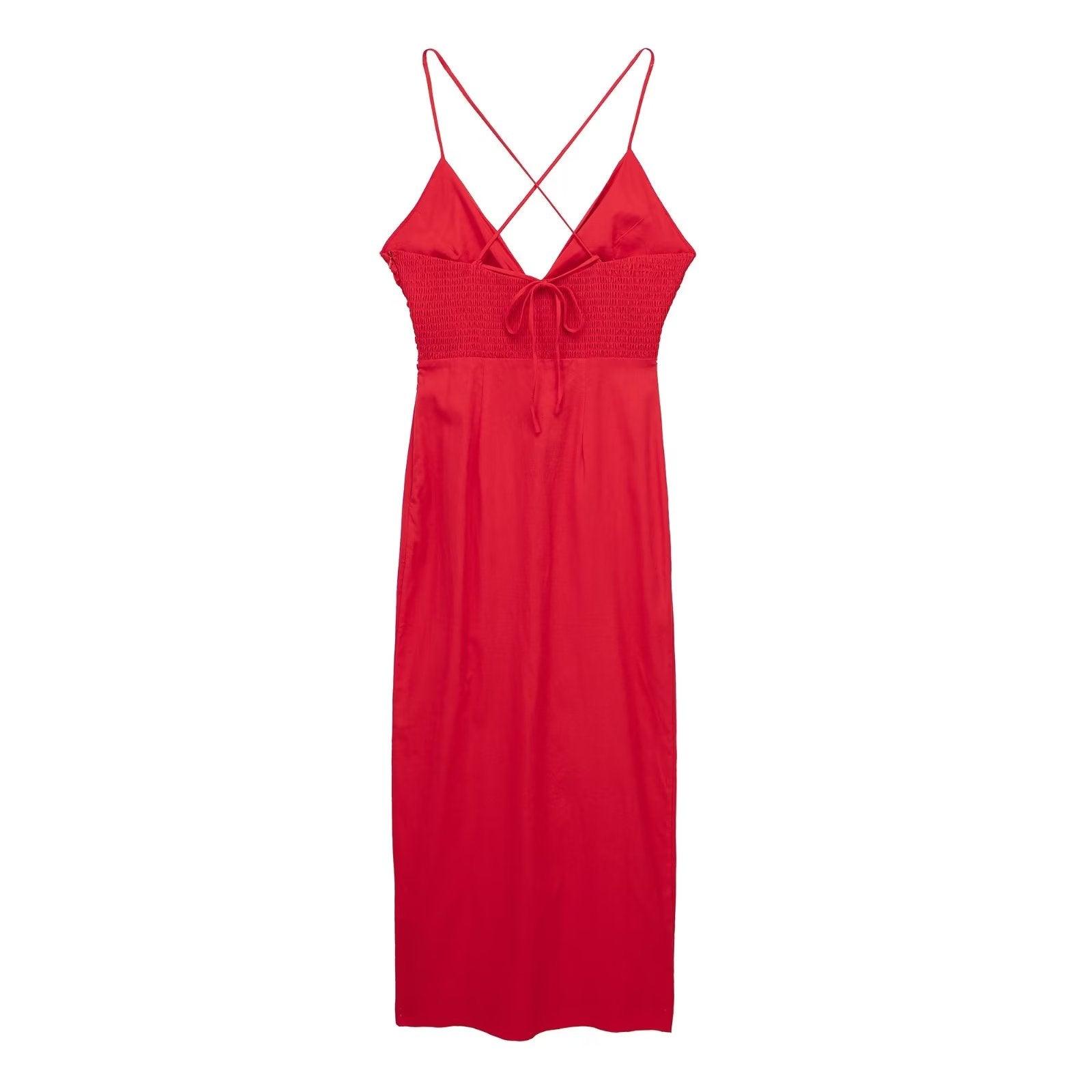 SILK RED DRESS - PRIBO