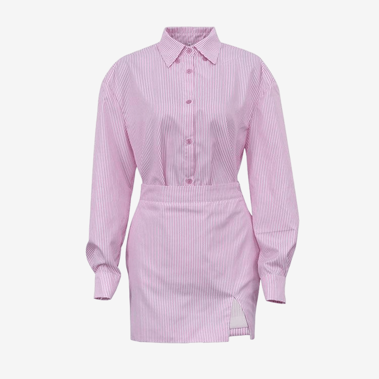 STRIPED SHIRT & SKIRT SET - PRIBO