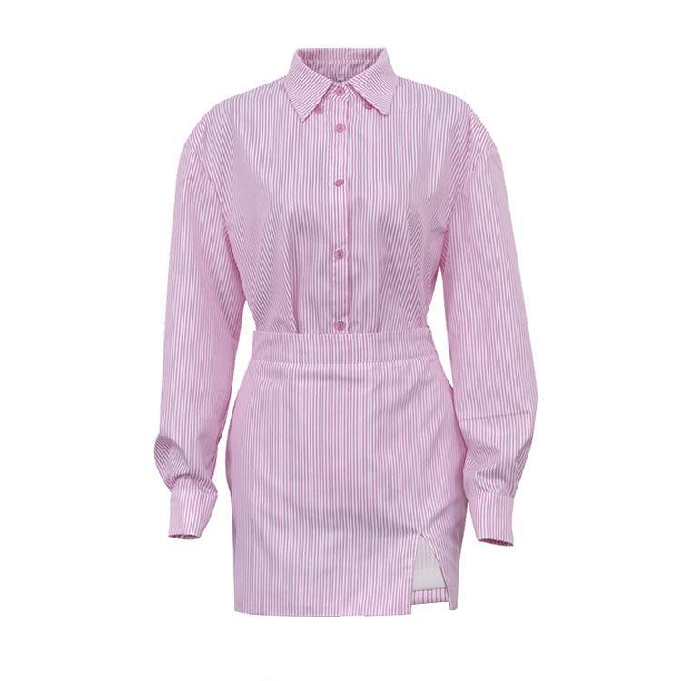 STRIPED SHIRT & SKIRT SET - PRIBO