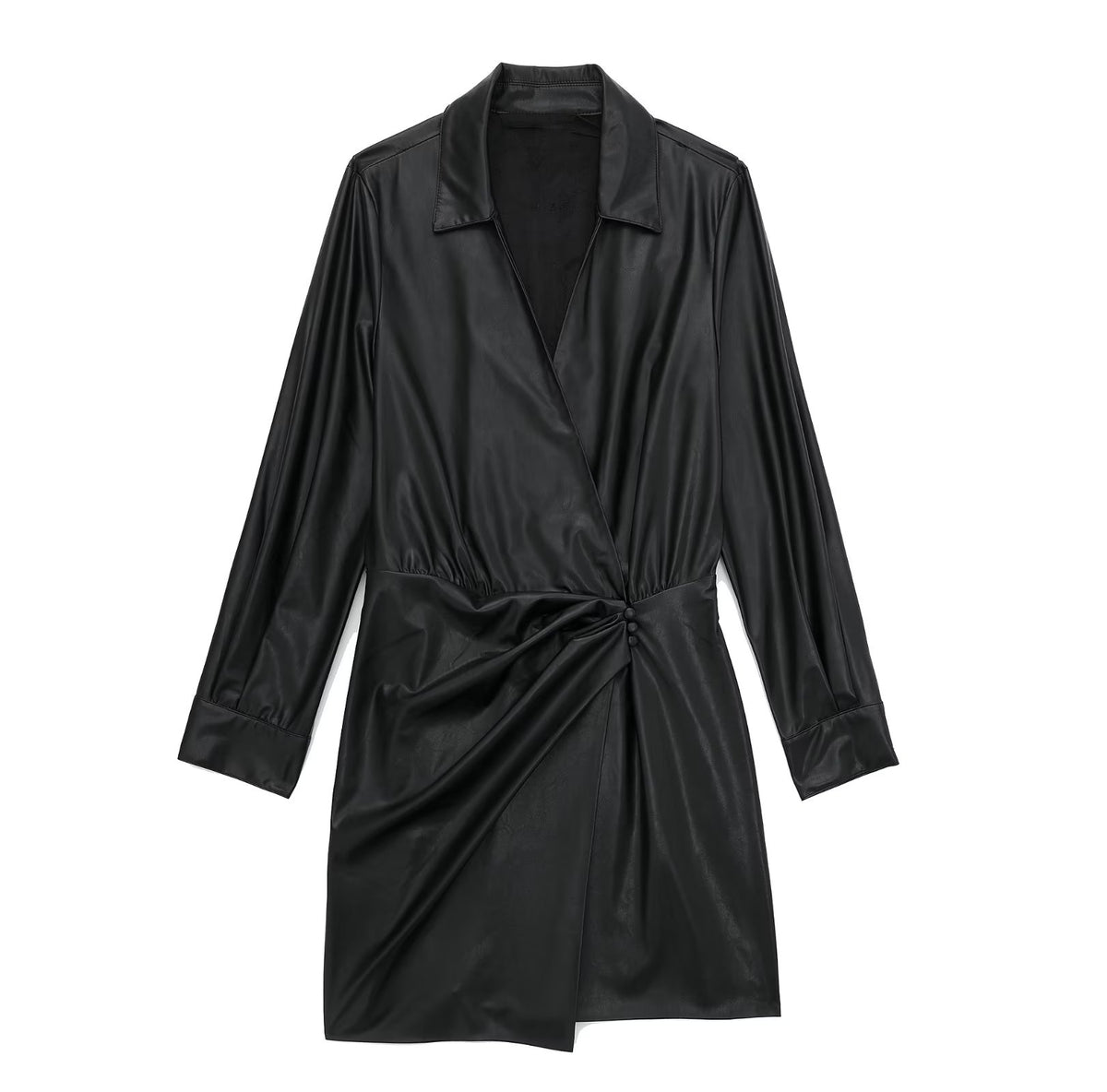 Faux Leather Pleated Dress