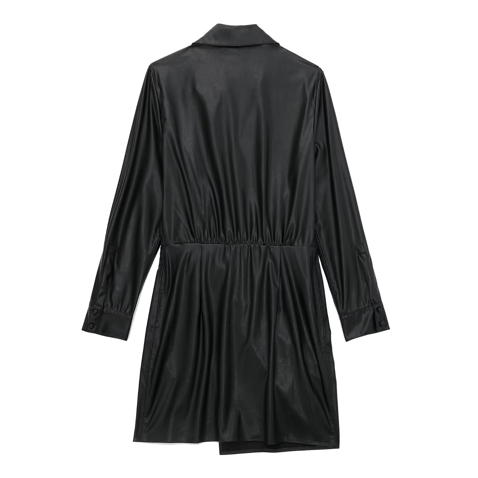 Faux Leather Pleated Dress