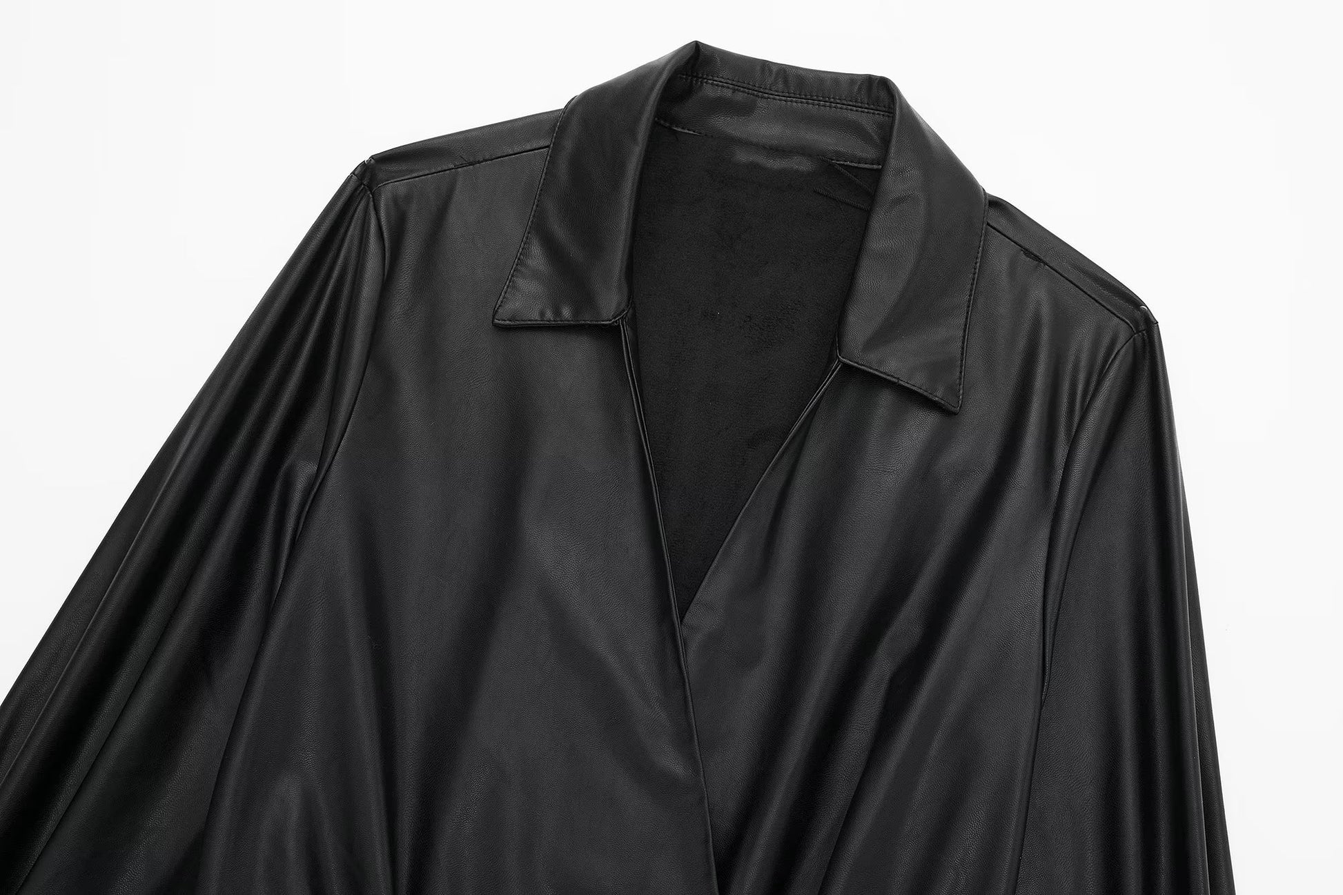 Faux Leather Pleated Dress