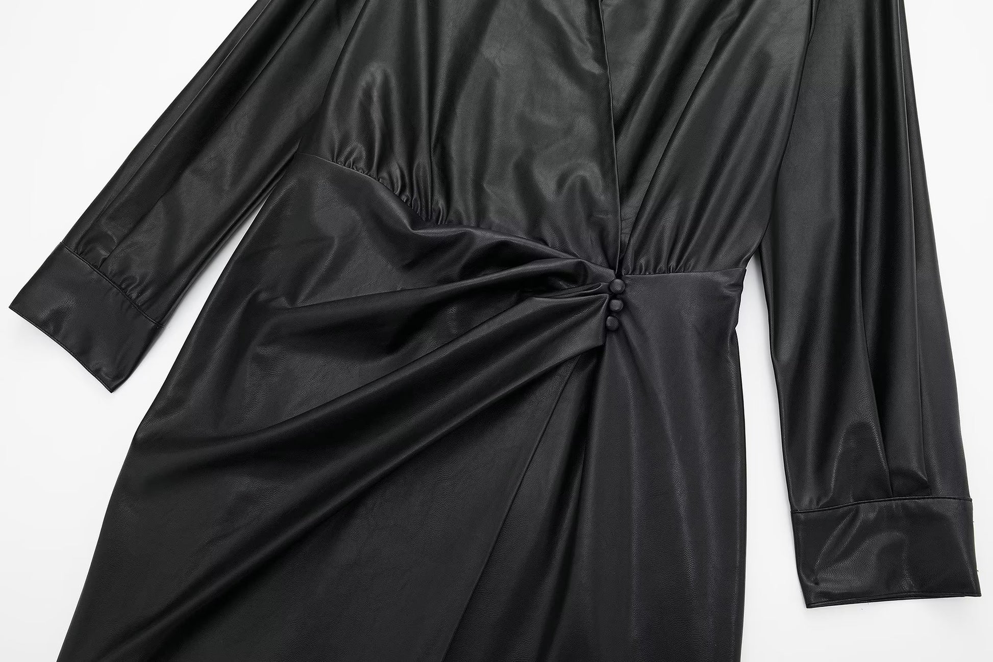 Faux Leather Pleated Dress