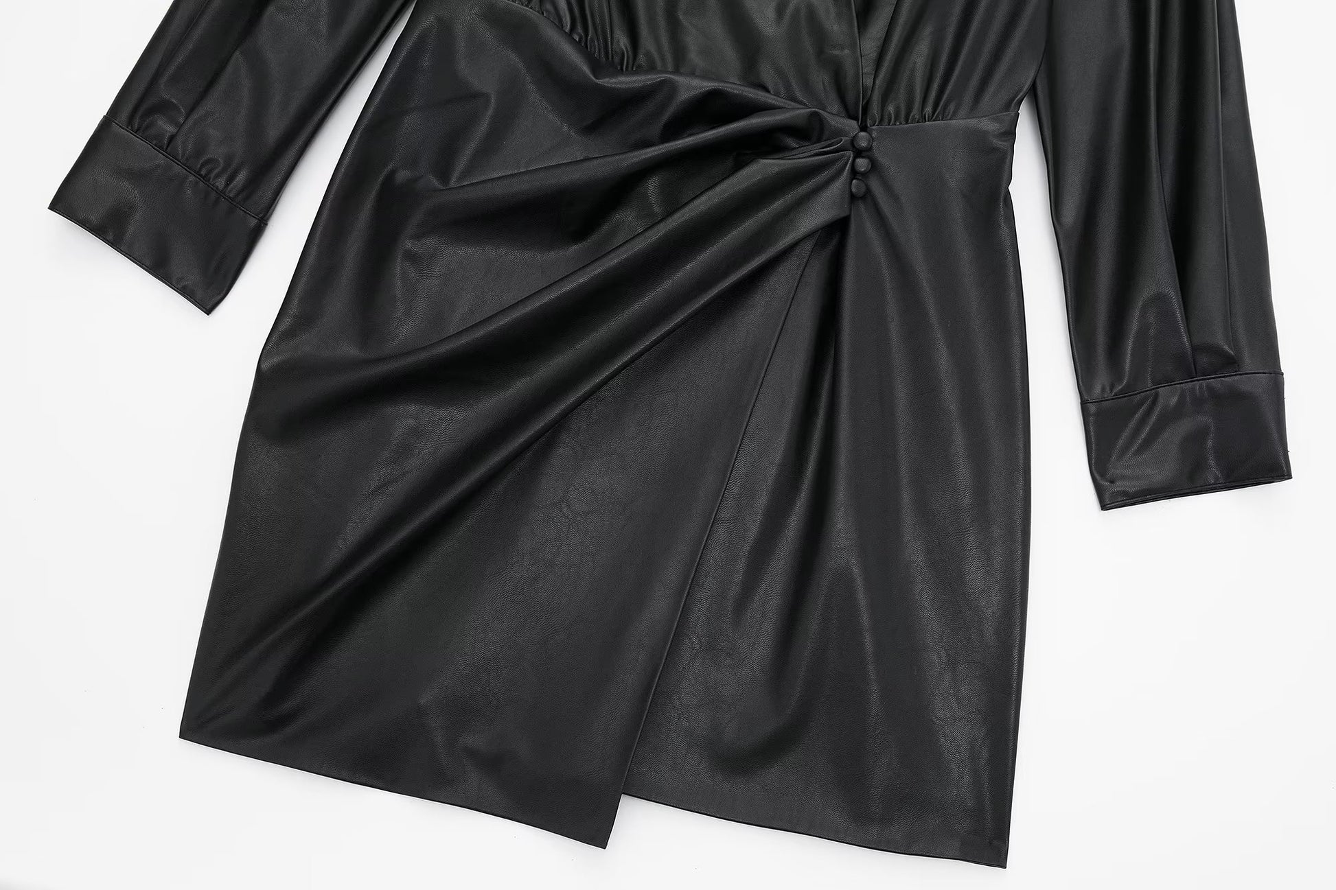 Faux Leather Pleated Dress