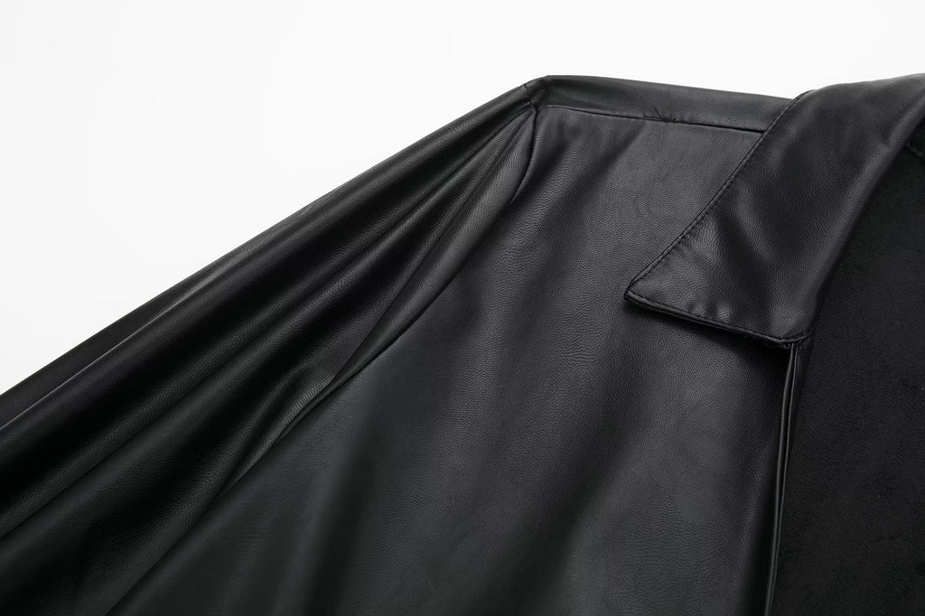 Faux Leather Pleated Dress