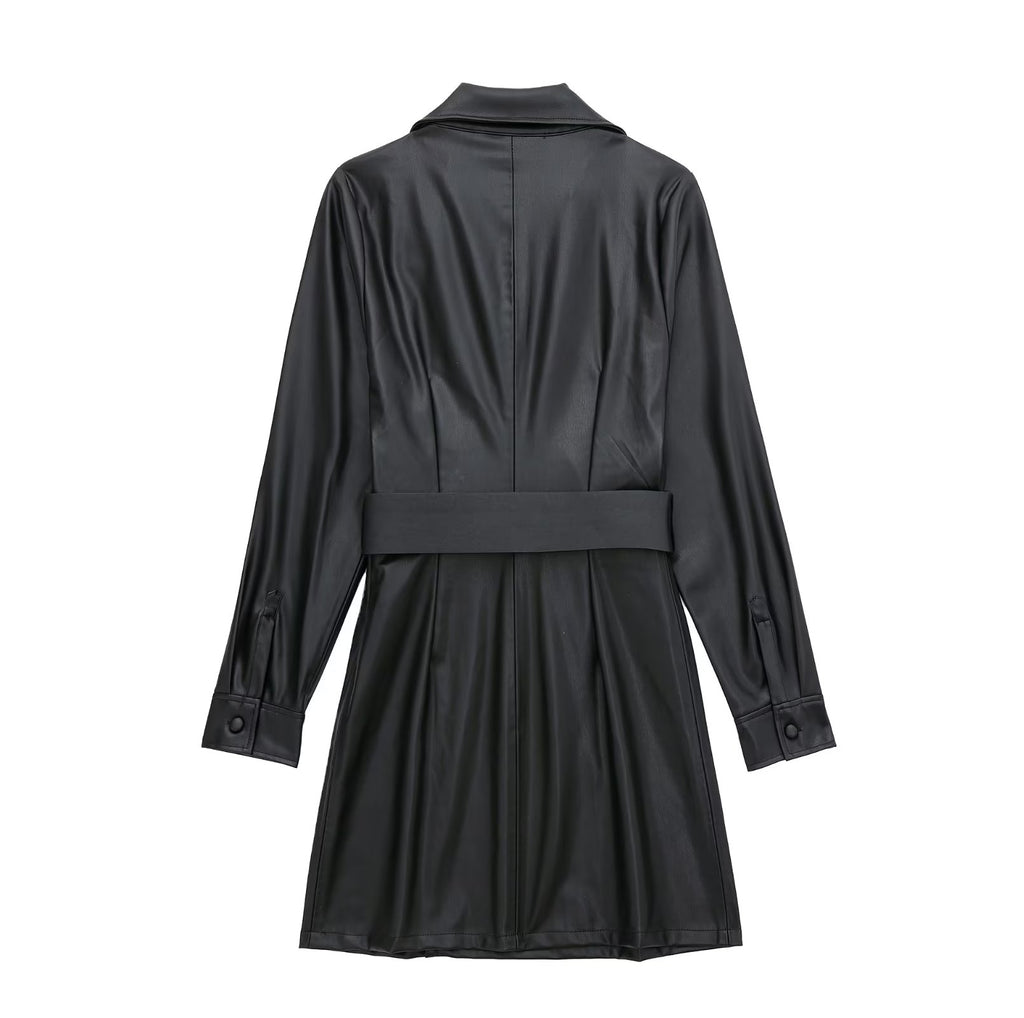 Faux Leather Blazer Dress