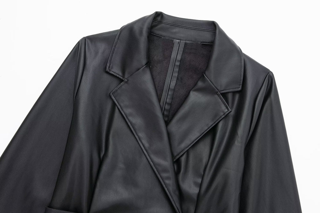 Faux Leather Blazer Dress