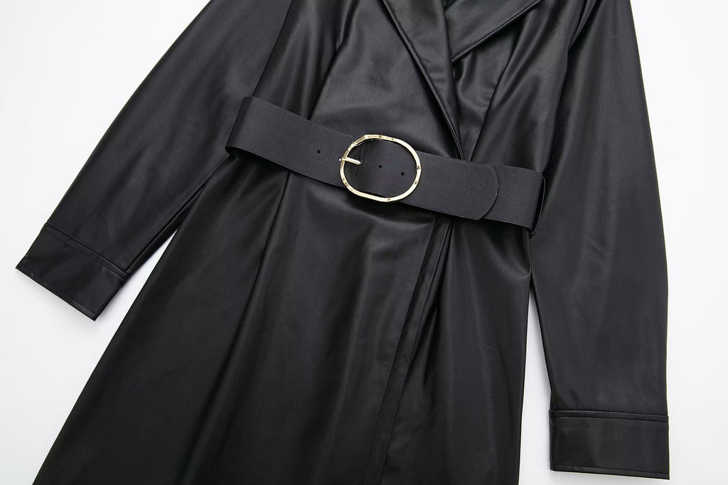 Faux Leather Blazer Dress