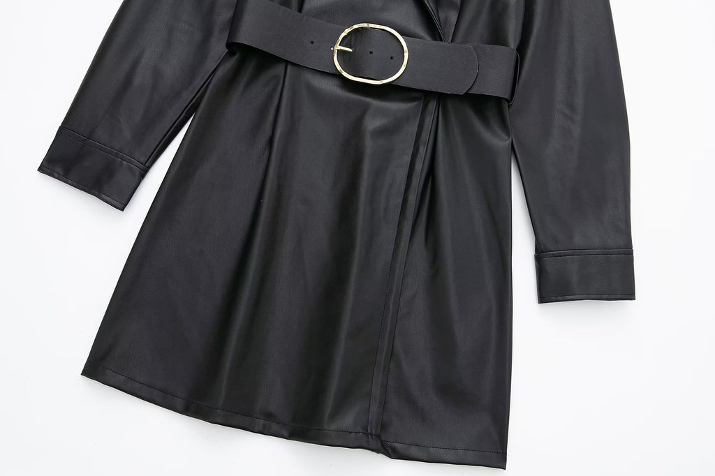 Faux Leather Blazer Dress