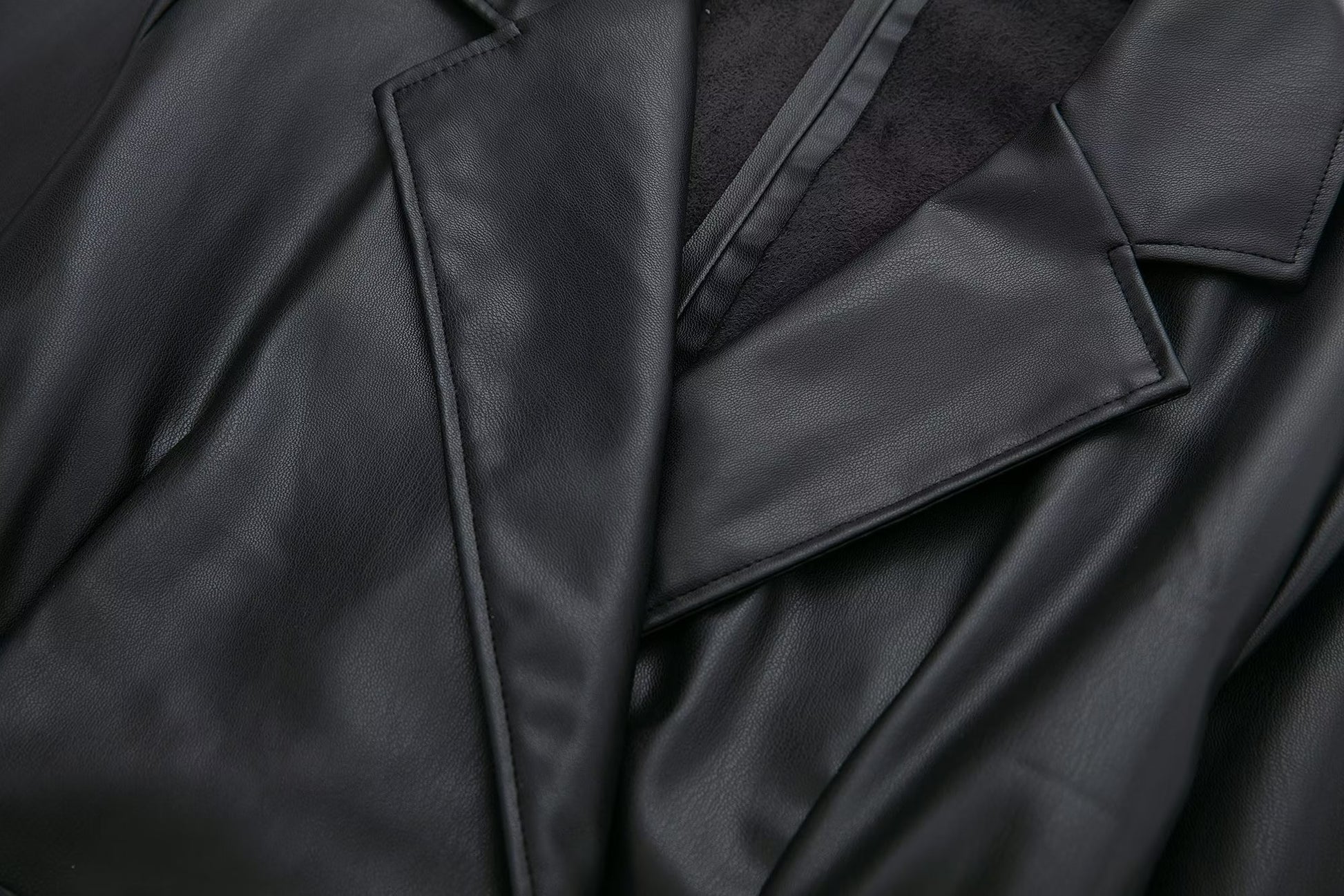 Faux Leather Blazer Dress