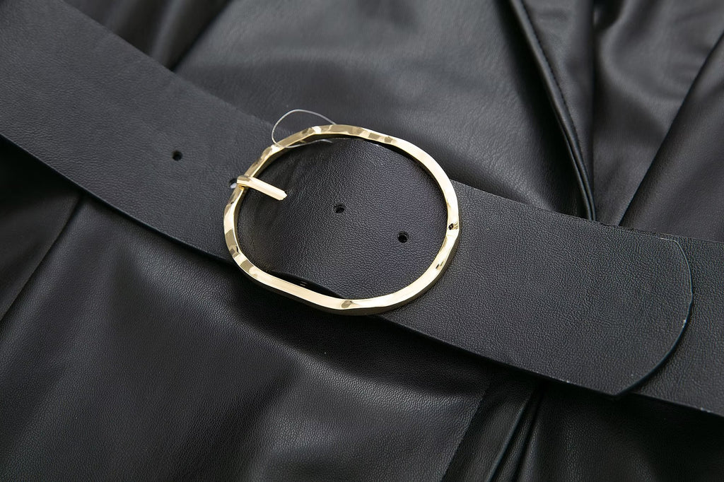 Faux Leather Blazer Dress