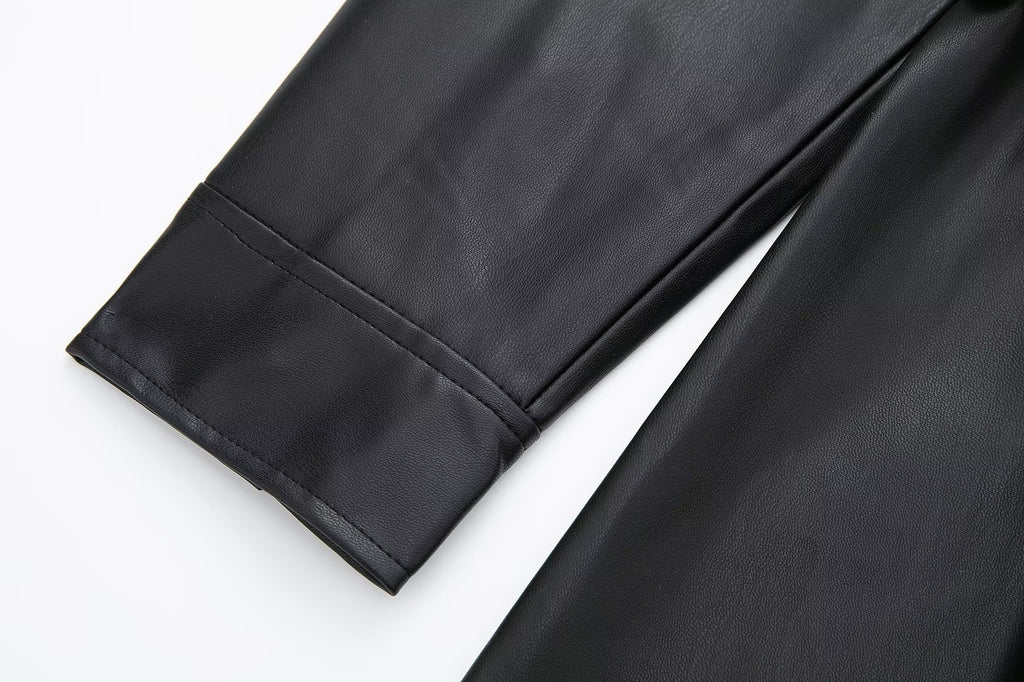 Faux Leather Blazer Dress