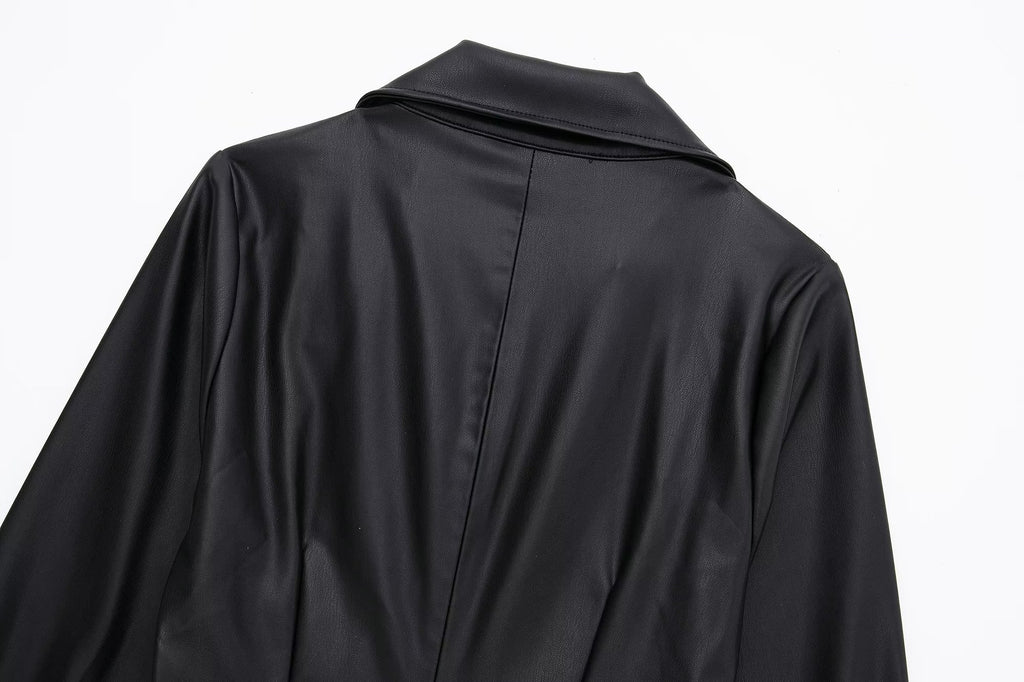 Faux Leather Blazer Dress