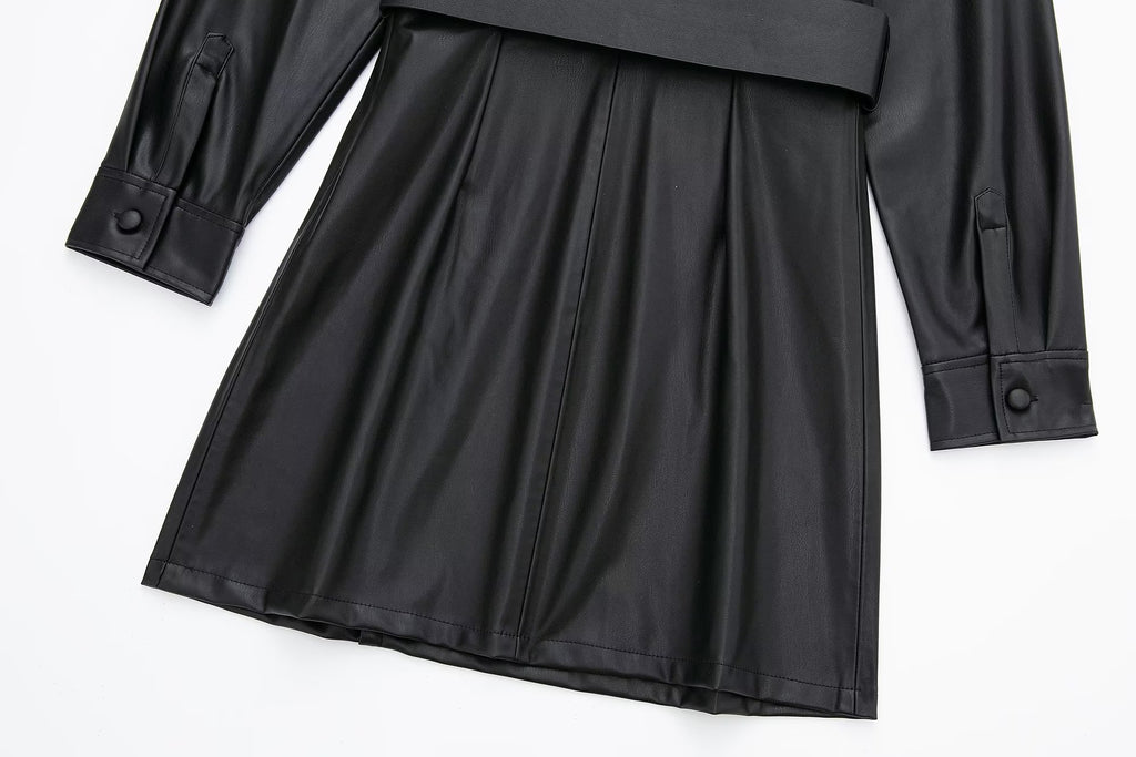 Faux Leather Blazer Dress
