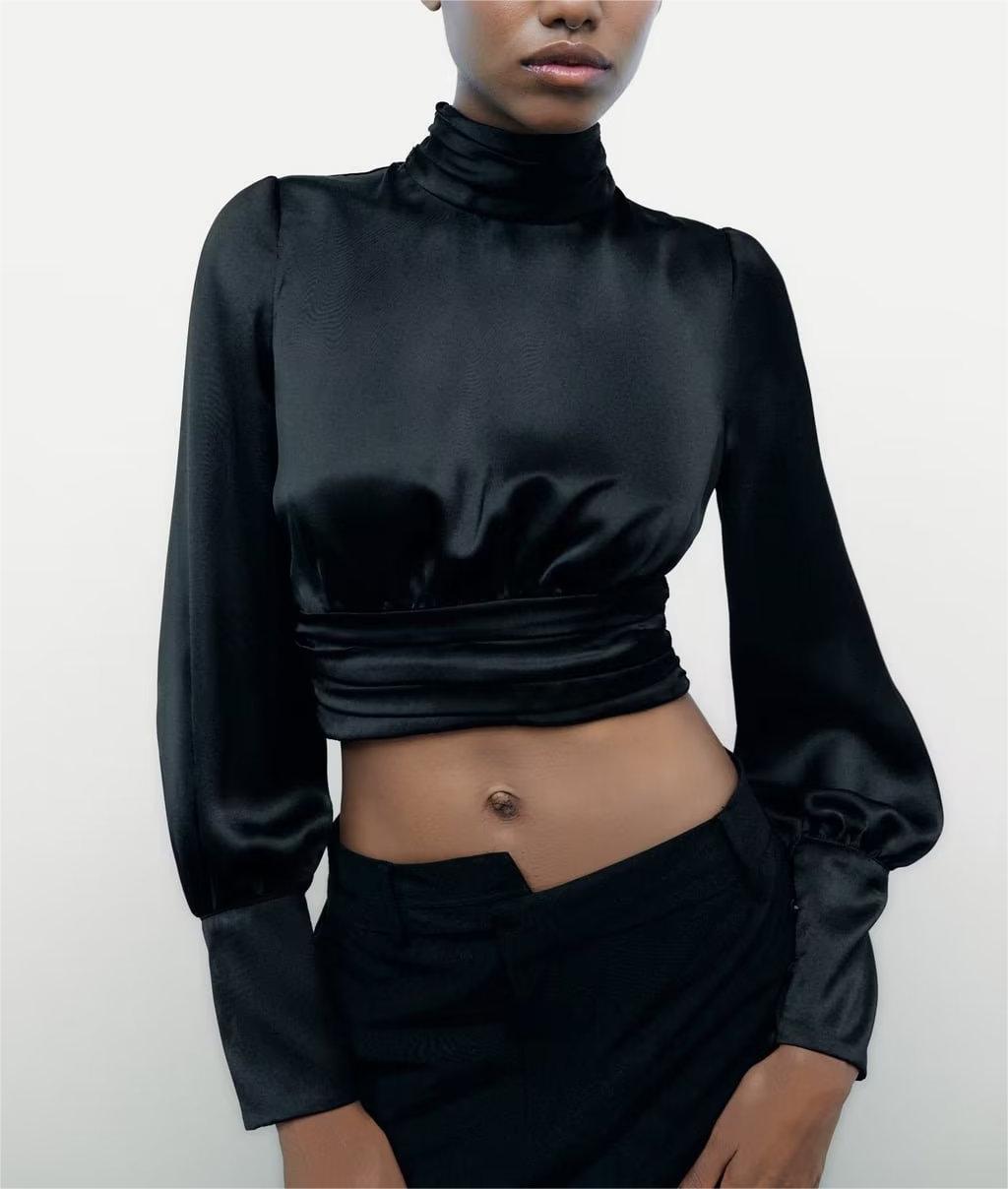 BACKLESS TIED RUCHED TOP