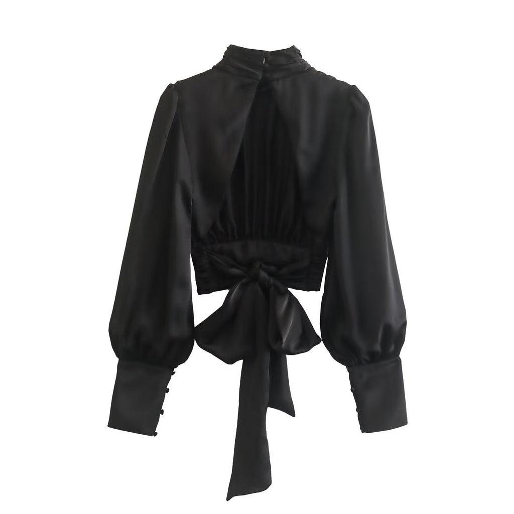 BACKLESS TIED RUCHED TOP