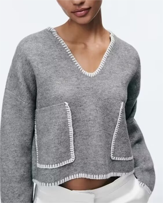 CONTRAST CROP KNITWEAR
