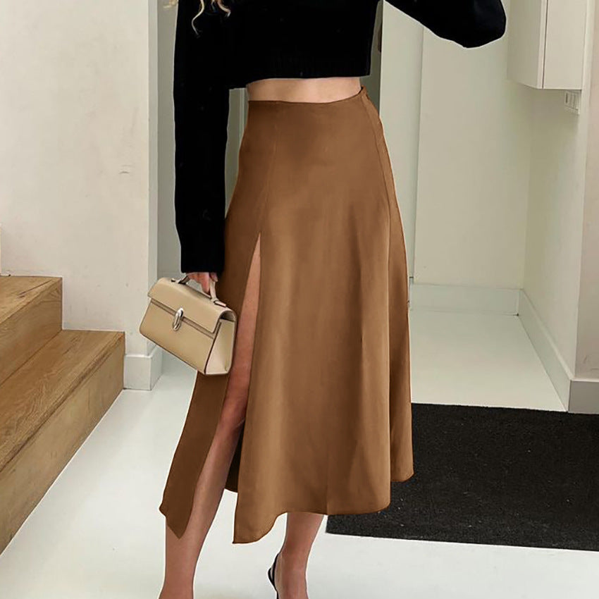 SATIN SPLIT SKIRT