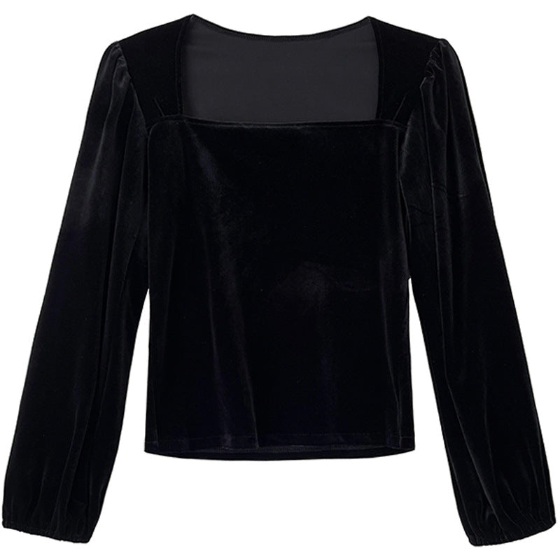 VELVET SQUARE NECK TOP