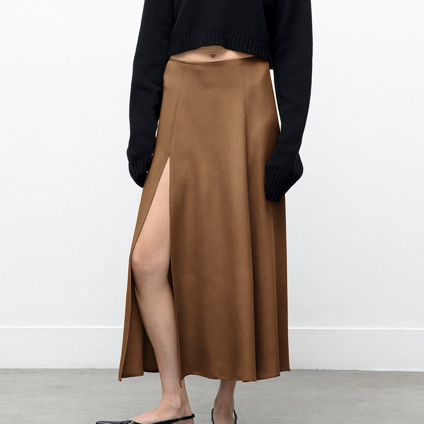 SATIN SPLIT SKIRT